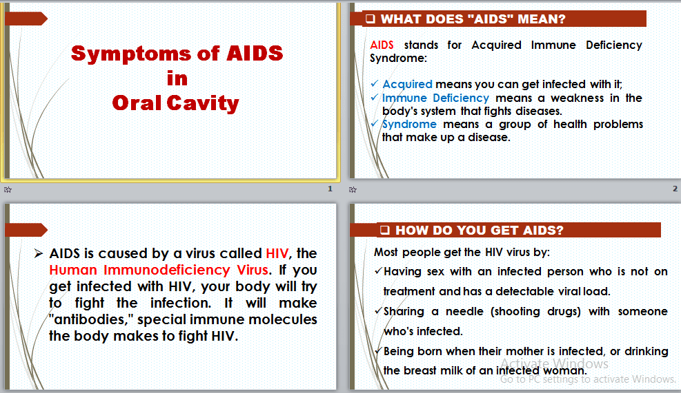 عرض تقديمي عن (أعراض الإيدز في الفم) 1 (Power-point)