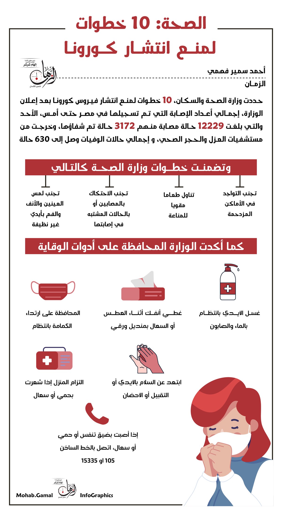 إنفوجرافيك | ١٠ خطوات لمنـع انتشـار فيـروس كـورونـا