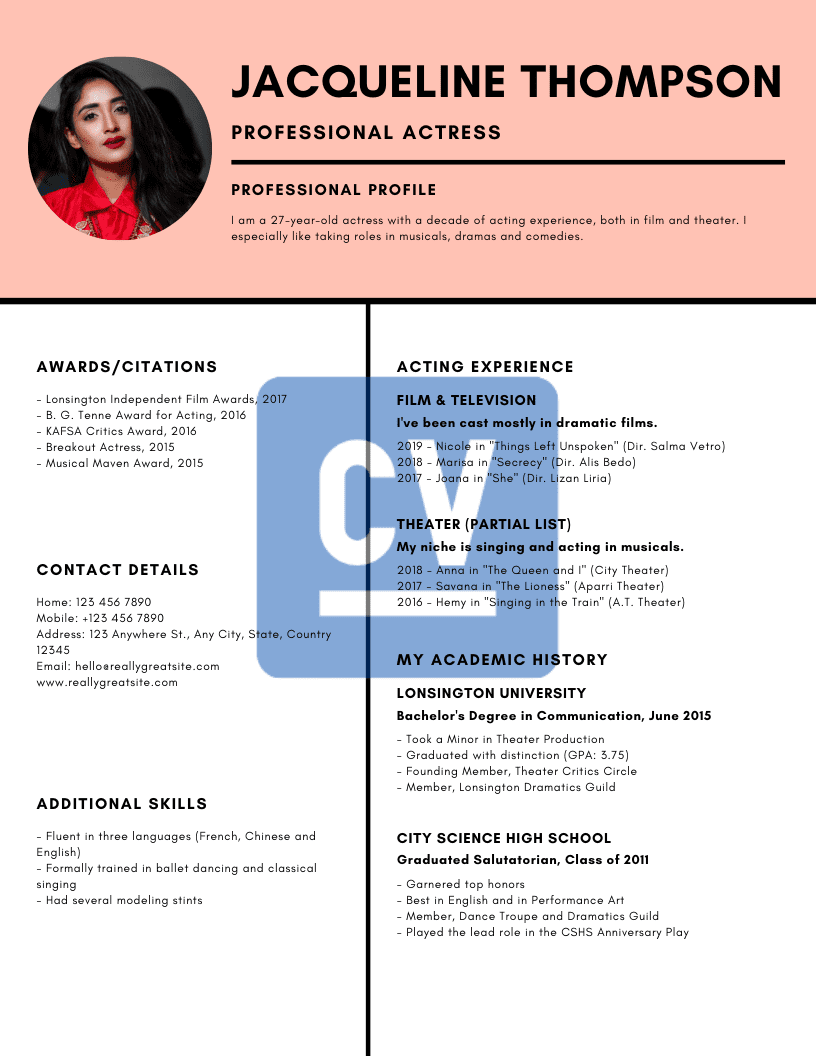 Antique_White_Acting_Resume