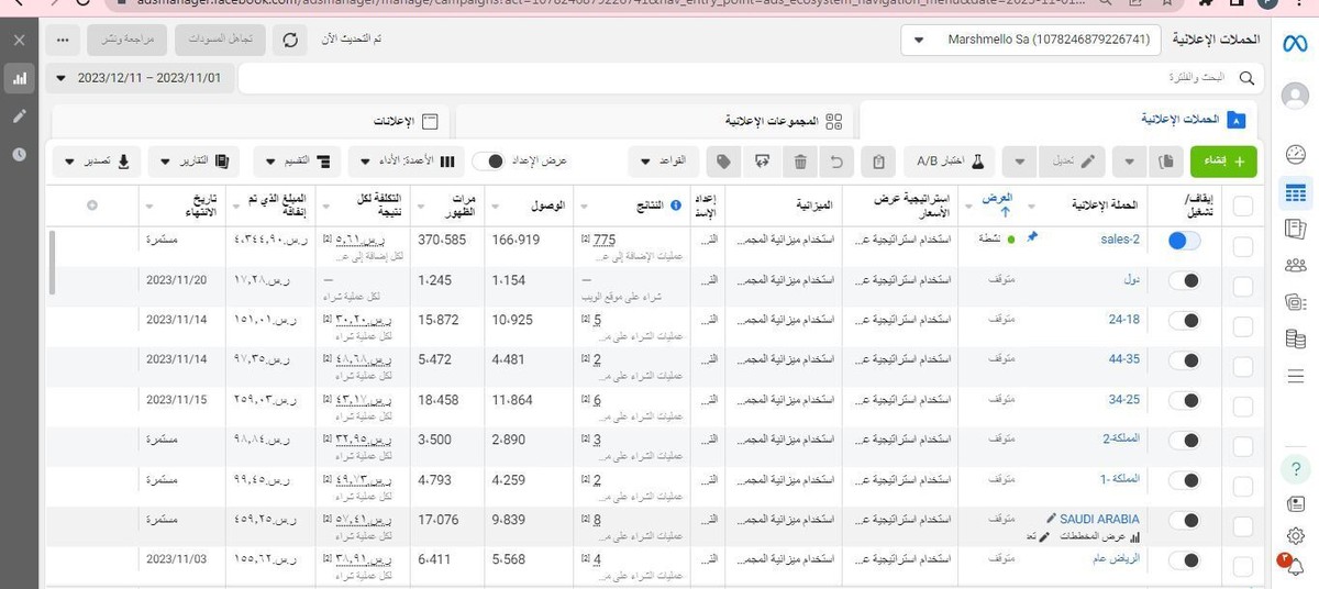 حملة على انستجرام + معدل الصرف مع اجمالي المبيعات - ممتاز