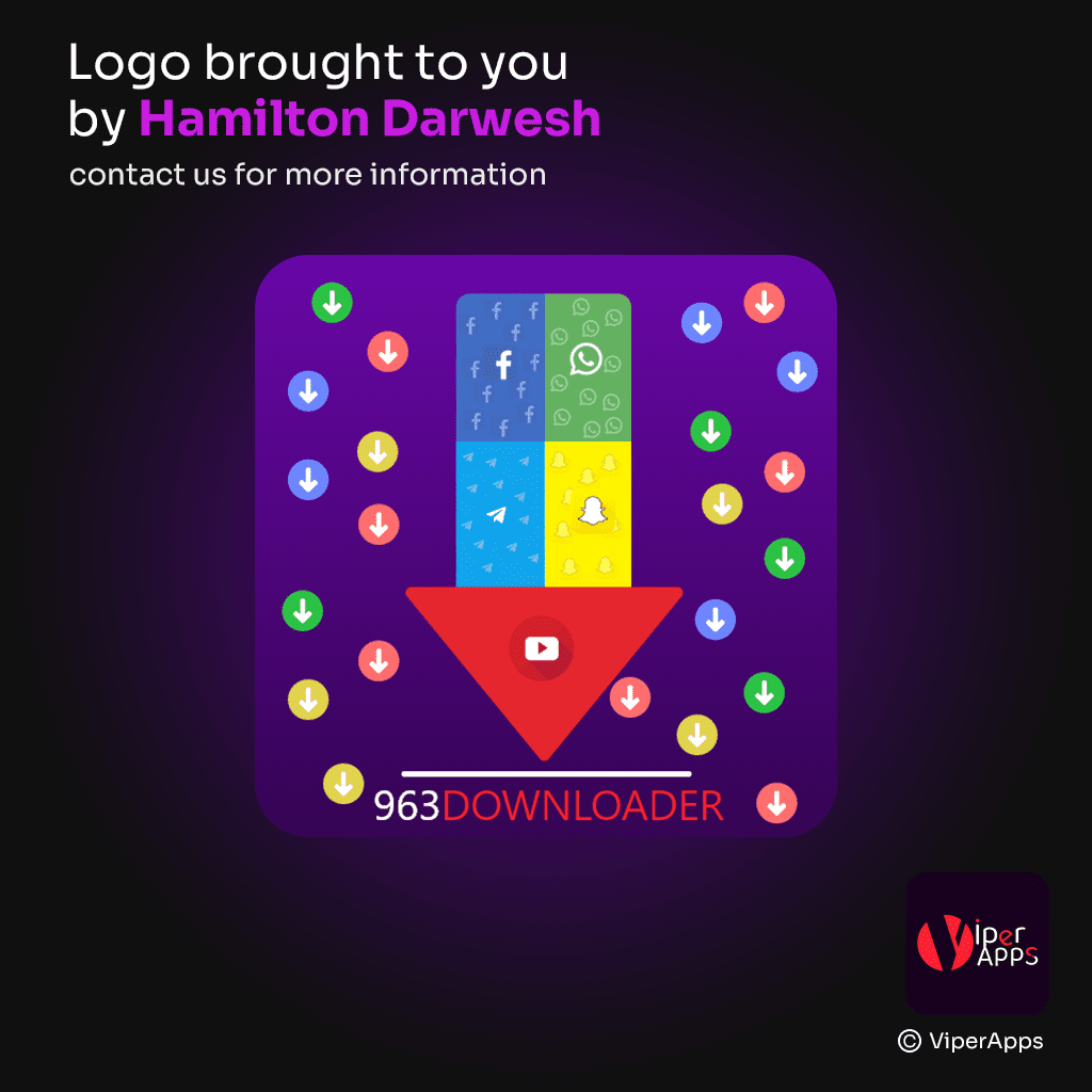 شعار تطبيق لتحميل فيديوهات من مواقع النتواصل الاجتماعي