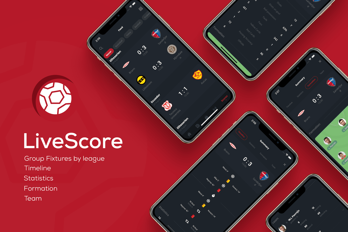 Myua Football UI kit: LiveScore, News, Store, Broadcasts... Flutter