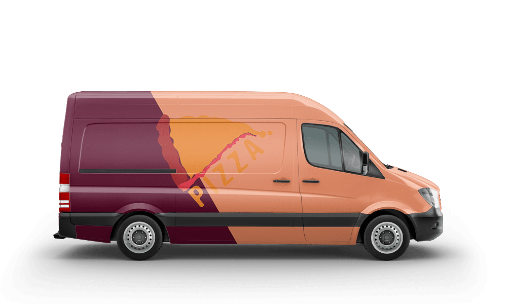 تصميم توضيحي لشكل للشعار على سيارة نقل