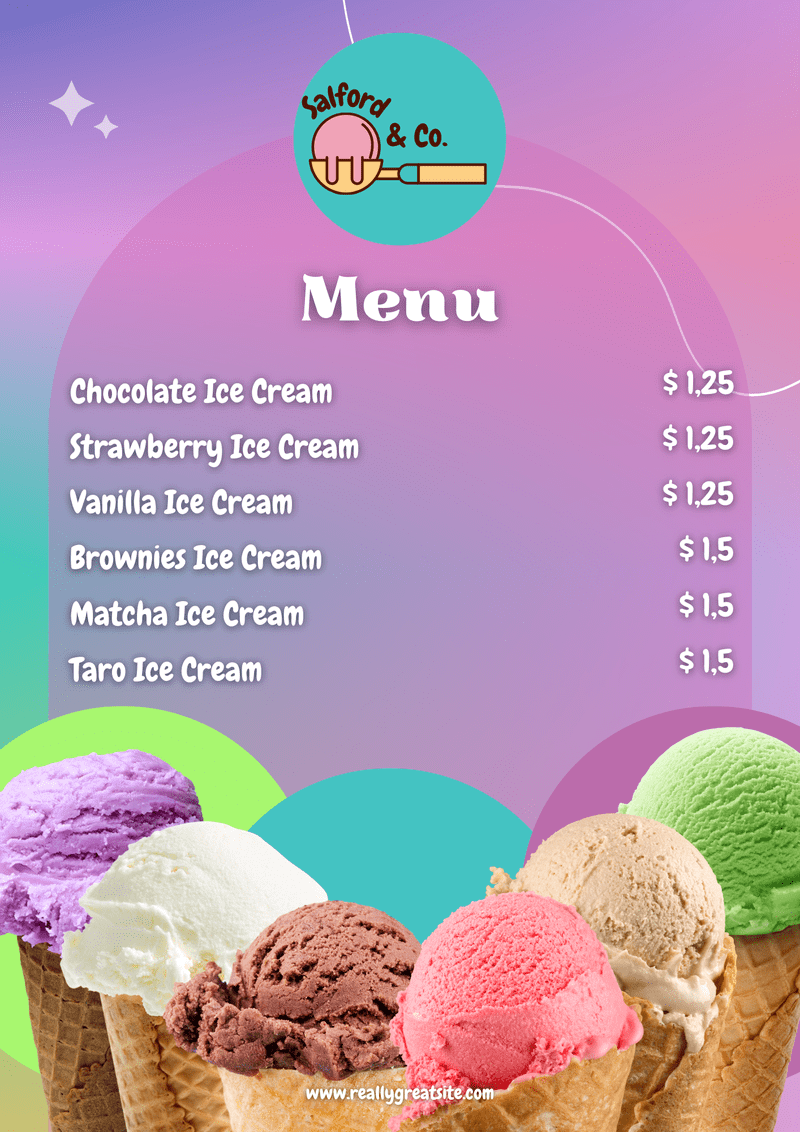 Ice cream menu صور