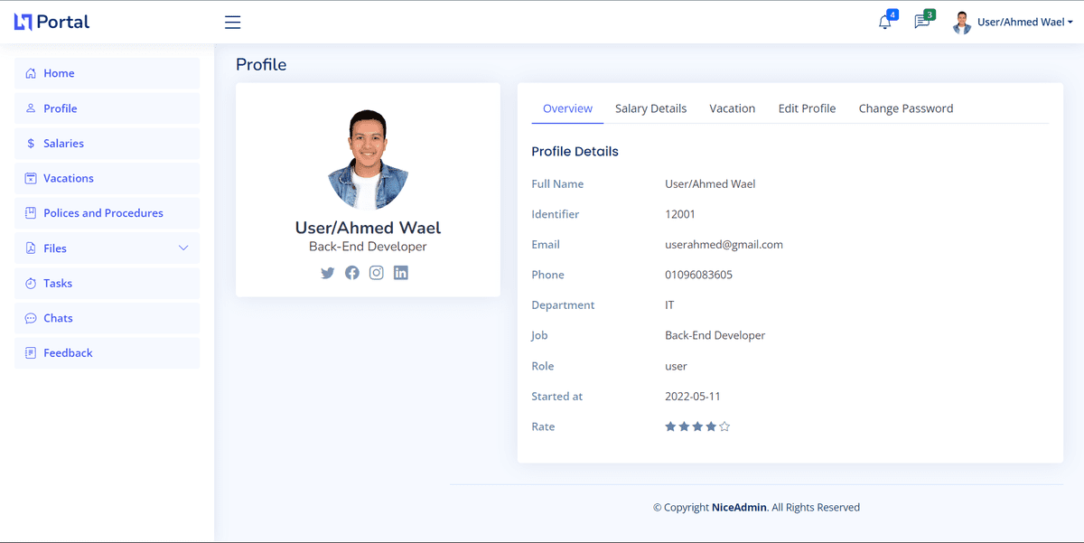 Profile Page & Personal Data