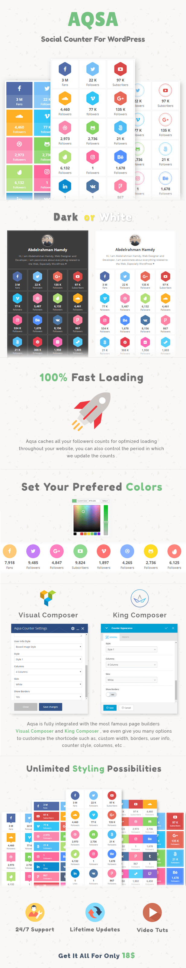 Aqsa Social Counter Plugin For WordPress by codecrown CodeCanyon