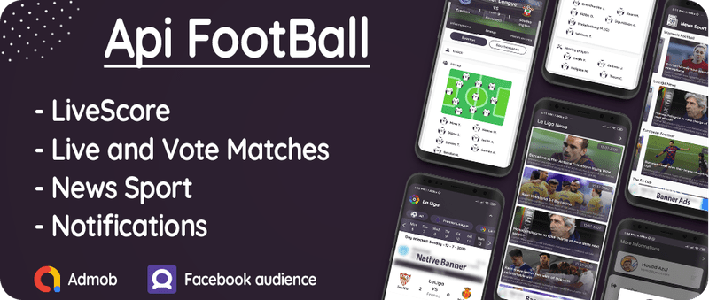 Flutter Football API: LiveScore & Vote Matches & News Sport & Live Matches ( Admob & Facebook ads ) - 1