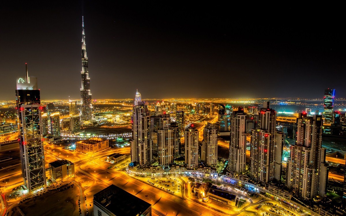 dubai city night road building hd wallpaper_1920x1200