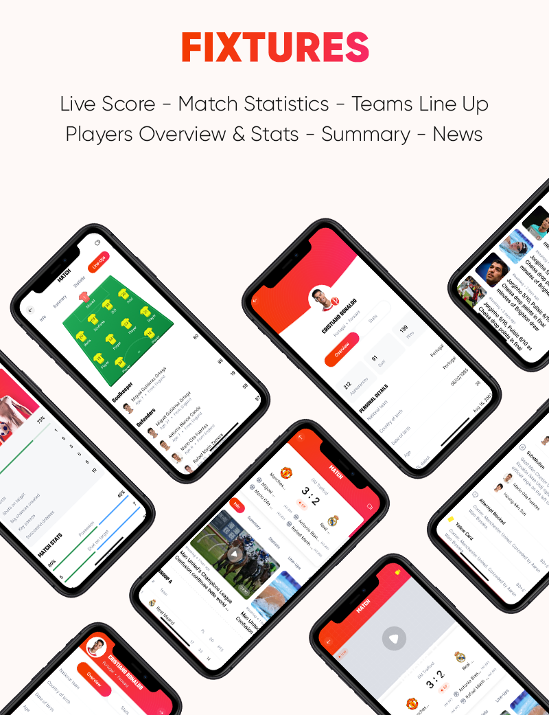 Pitches: Sport Application UI KIT ( LiveScore, LiveMatches, News, Videos... ) - 5