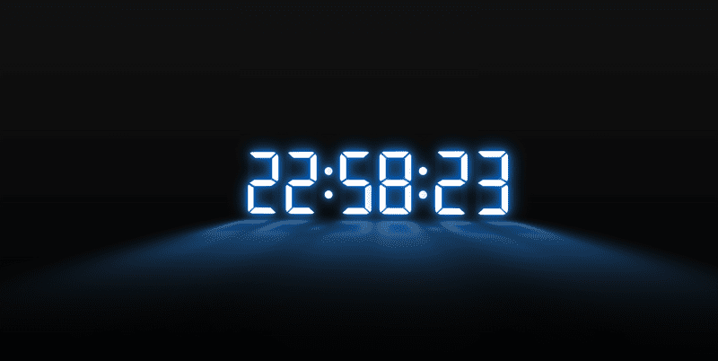 CSS neon digital clock animation with 3D perspective and glowing segment effects built with HTML CSS JavaScript