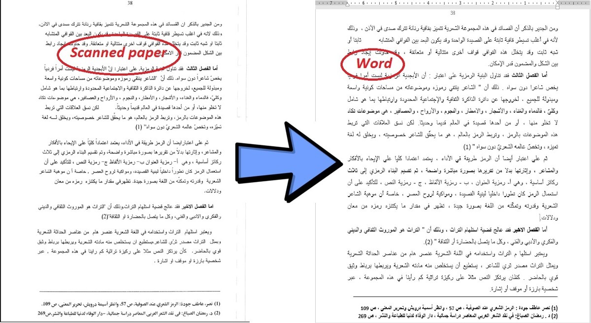 تفريغ أوراق مسحوبة بالسكانر أو صور أو ملفات Pdf إلى وورد صور