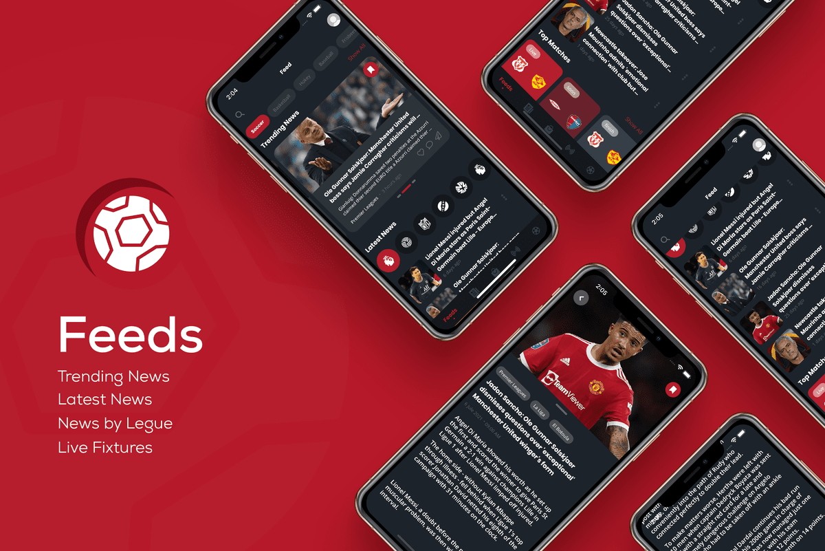 Myua Football UI kit: LiveScore, News, Store, Broadcasts... Flutter