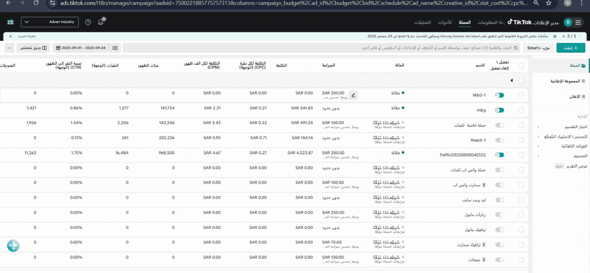 نتائج حملات تيك توك الى الان 