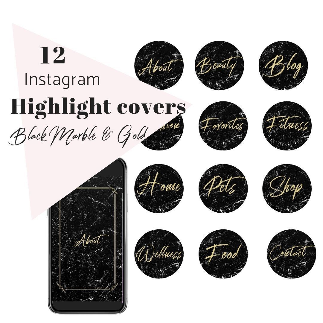 12-Instagram-Story-Highlights-Black-Marble-Gold