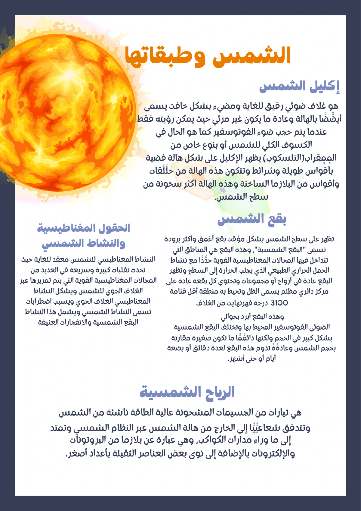 ملخص عن طبقات الشمس ٢