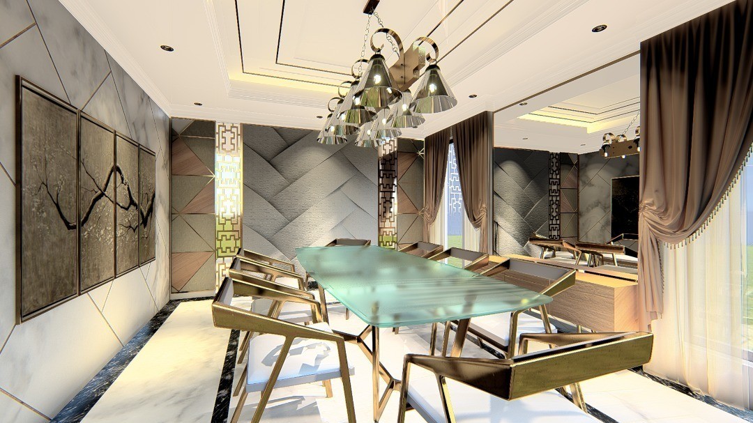 غرفة طعام بنظام كلاسيكي حديث