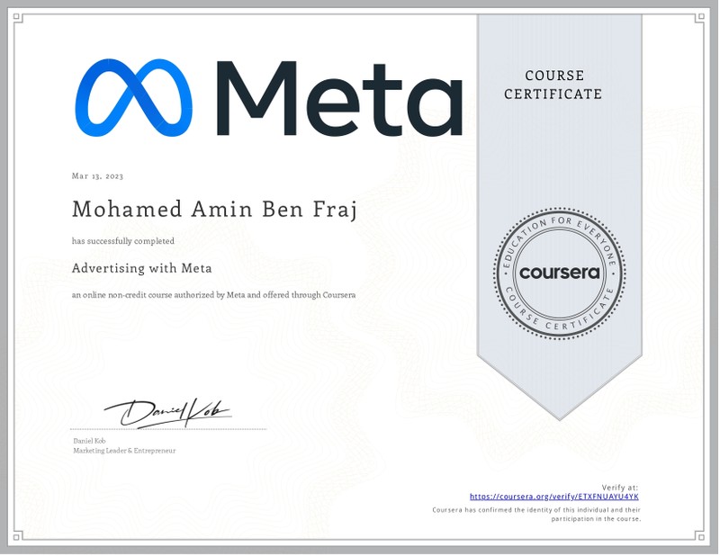 Advertising certification with meta