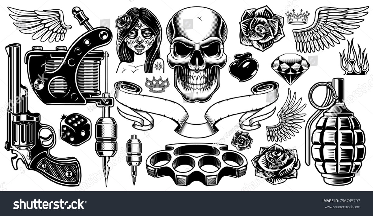 stock-vector-set-of-tattoo-art-black-and-white-tattoo-design-elements-isolated-on-white-background-79