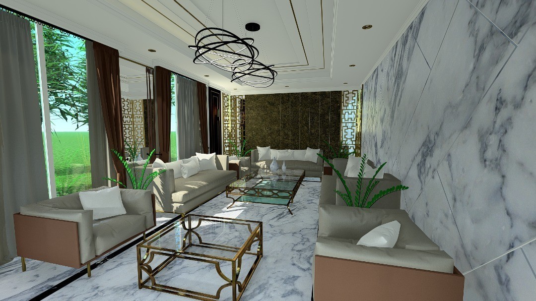 غرفة جلوس بنظام كلاسيكي معاصر 