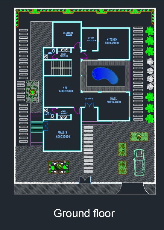 مخطط معماري للدور الارضي