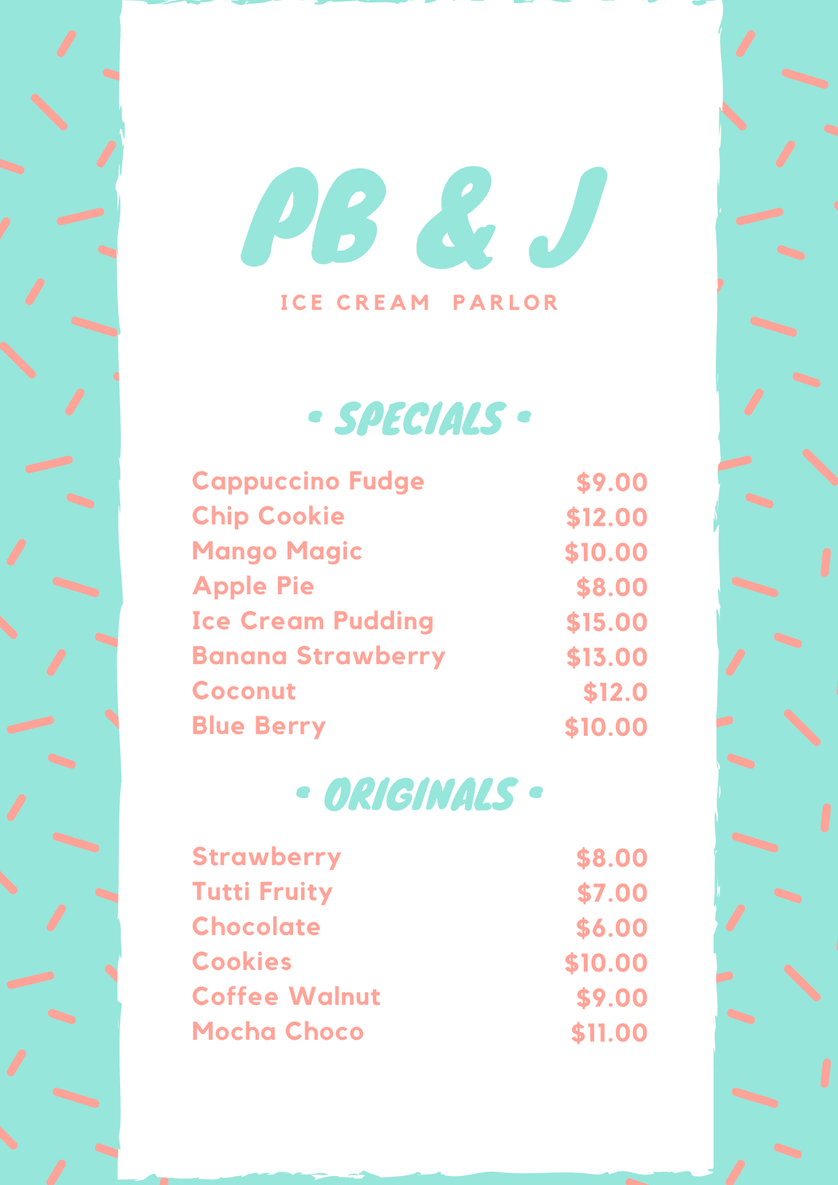 Ice cream menu صور