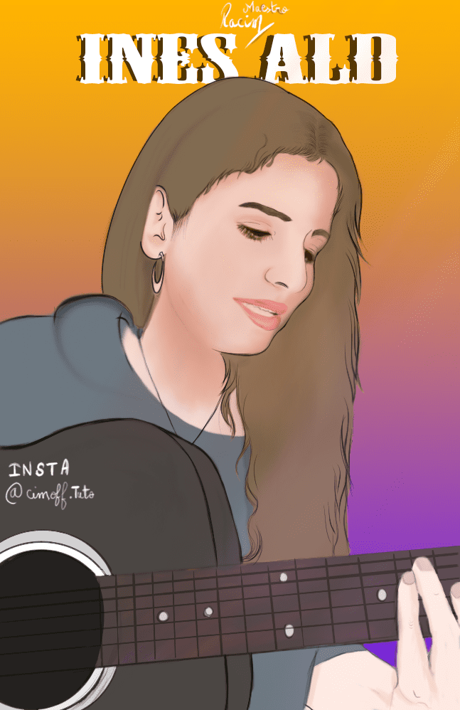 رسم رقمي لفتاة تعزف