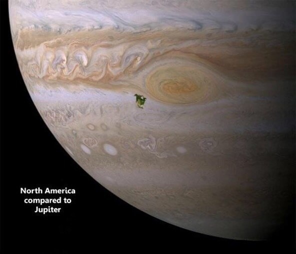 ماذا عن الكواكب ؟ إليكم المشتري و كيف تظهر أمريكا الشمالية مقارنة معه !