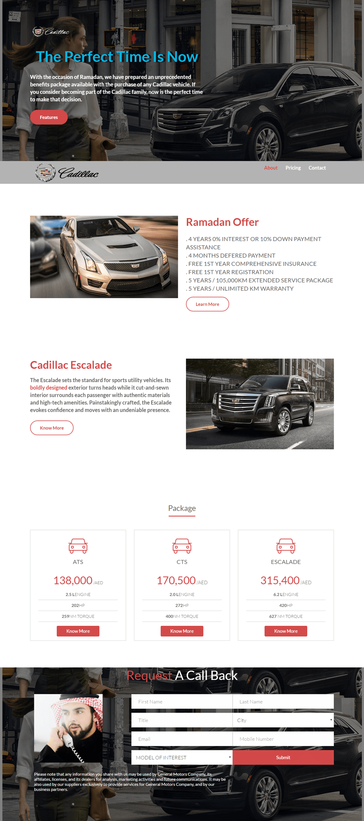 صفحه هبوط كاديلاك 