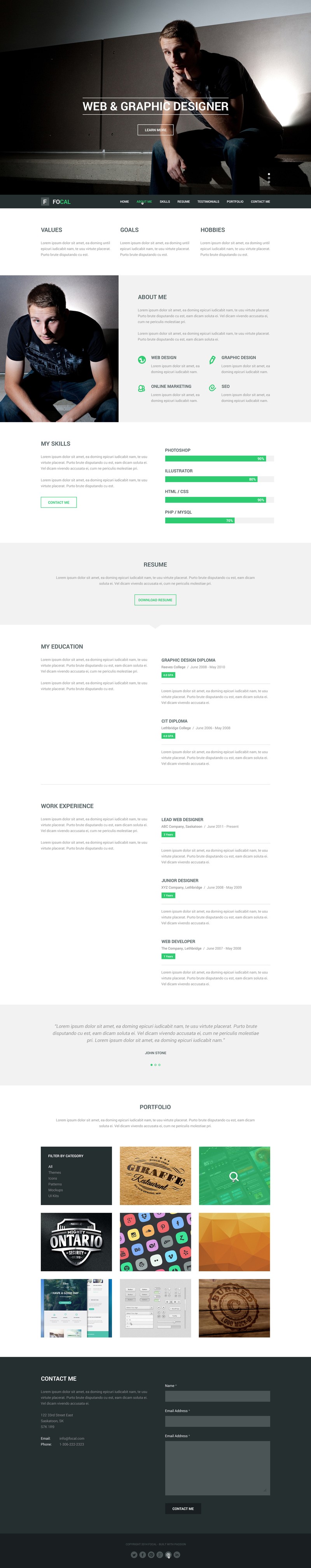 focal-resume-psd-theme