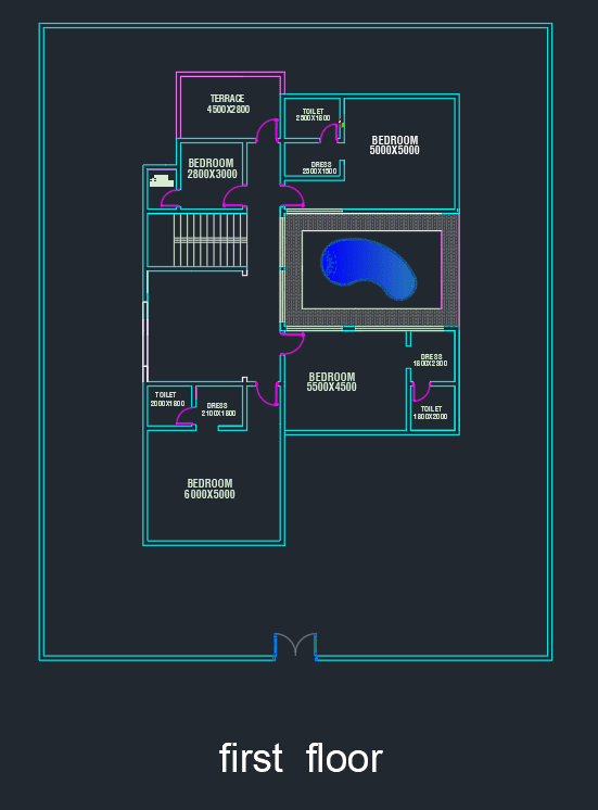 مخطط معماري للدور الاول