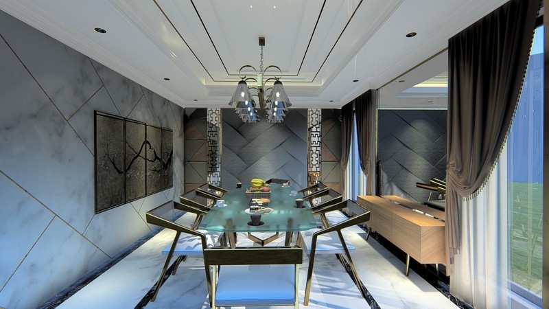 غرفة طعام بنظام كلاسيكي حديث