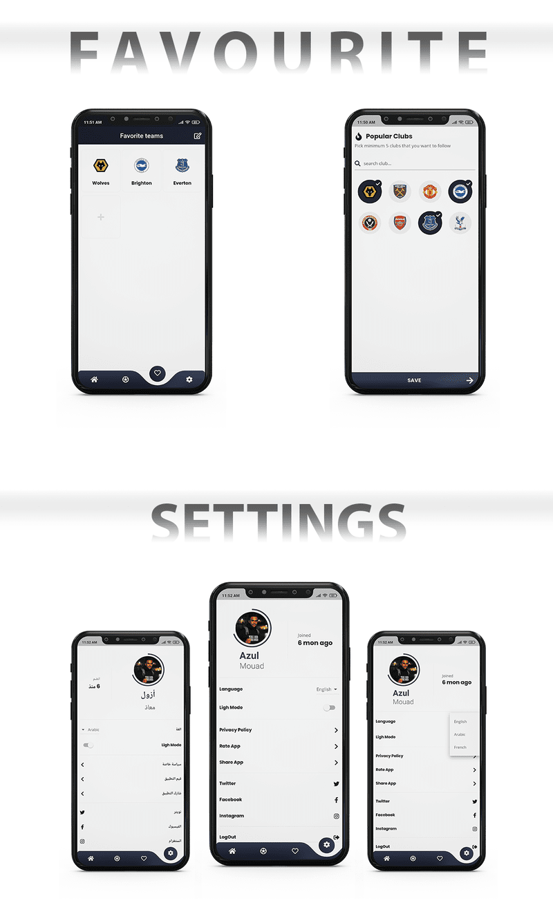 Flutter Football UI Kit: LiveScore & Chats Matches & News Sport ( ANDROID, IOS ) - 6