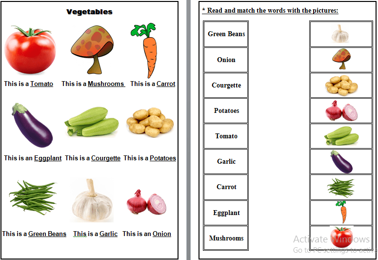 منهج إنجليزي للأطفال مرحلة التمهيدي 1  في الـ (Word)