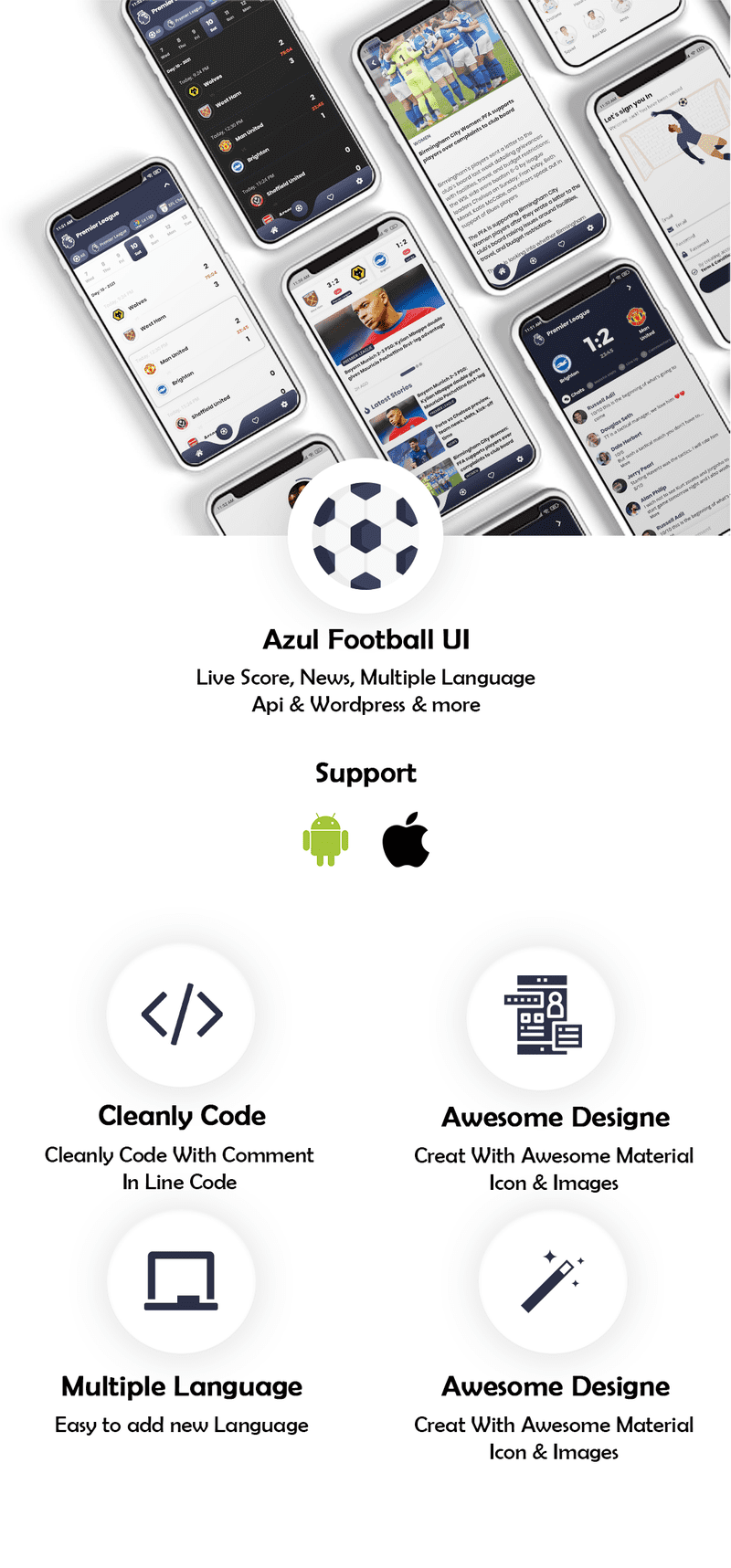 Flutter Football API: LiveScore & Vote Matches & News Sport & Live Matches ( Admob & Facebook ads ) - 1
