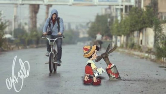 بينوكيو يرسم فطر الحياة على قنبلةلم تنفجر