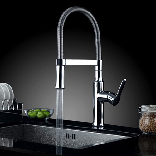 Wall-Mount-Pull-Down-Spring-Kitchen-Faucet-Hot-and-Cold-Chrome-Spray-Water-Tap-Mixer-Sink