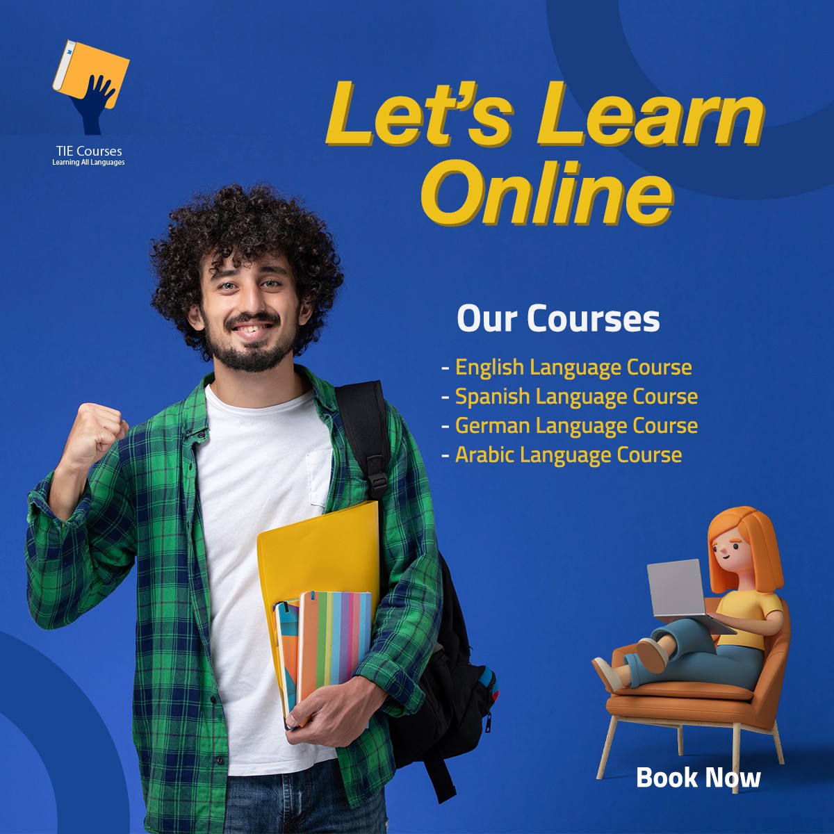 اعلان سوشيال ميديا لاكاديمية TIE للغات - Social Media design - TIE ...