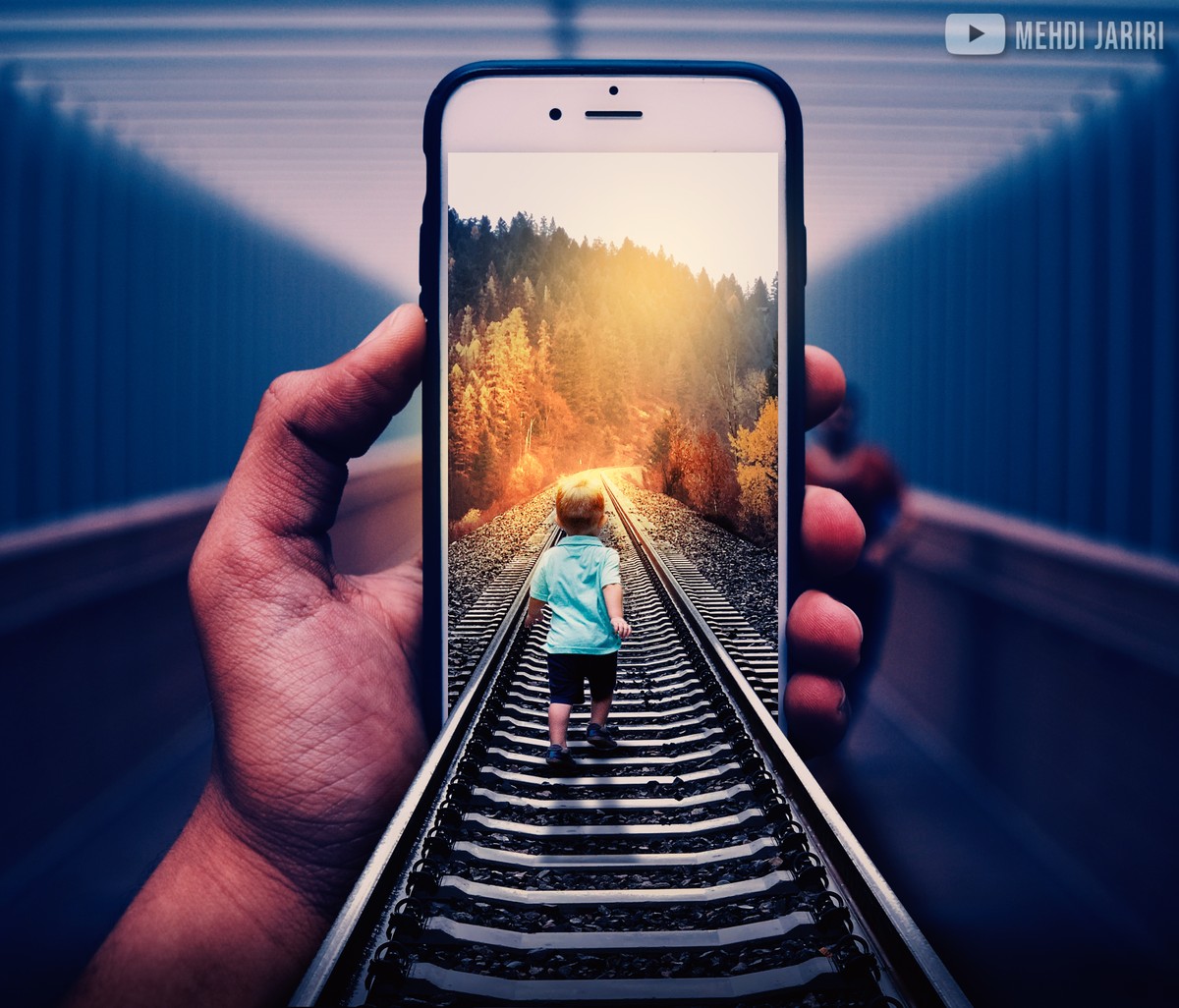 manipulation_photoshop_-_boy_walks_in_airly_inside_phone