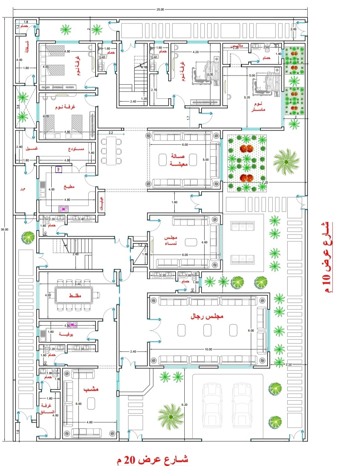 مخطط دور ارضي لفيلا بمساحة 750 متر مربع
