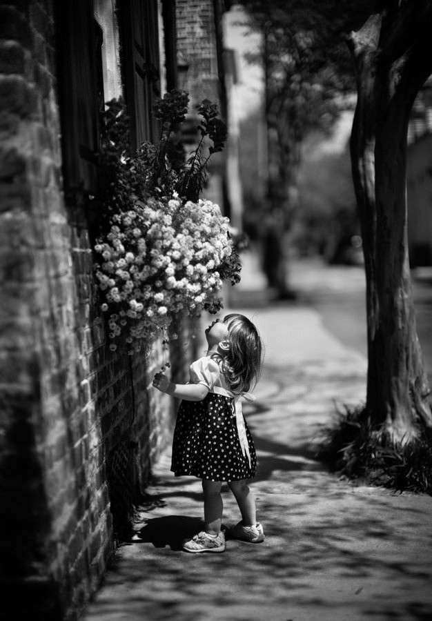 صورة رمادية لطفلة صغيرة