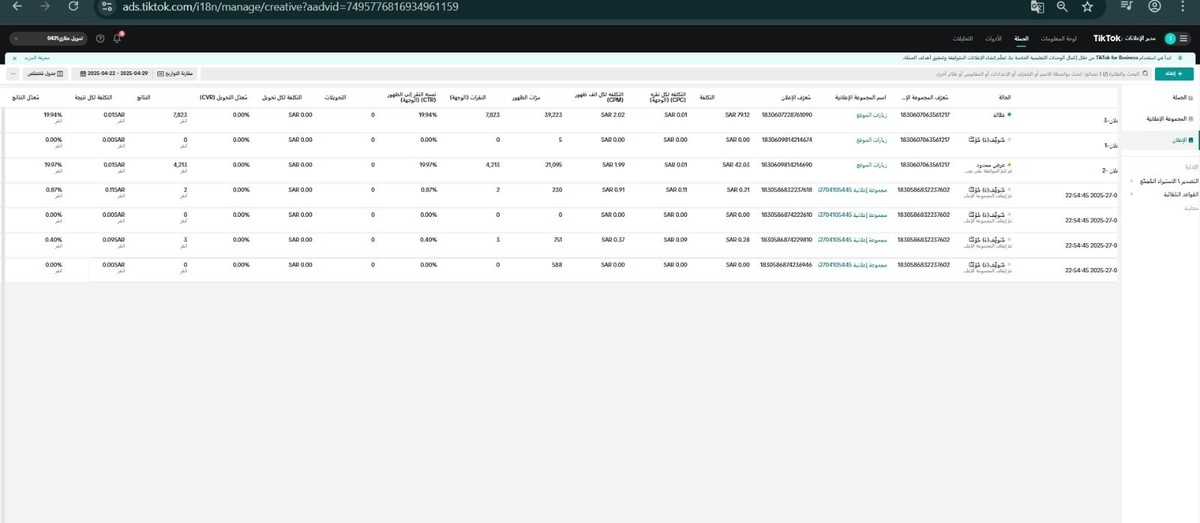 انشاء وادارة حملات اعلانية على tik tok ads + نتائج الحملة الى الان 