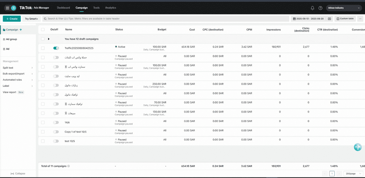 انشاء وادارة الحملات الاعلانية على Tik Tok Ads