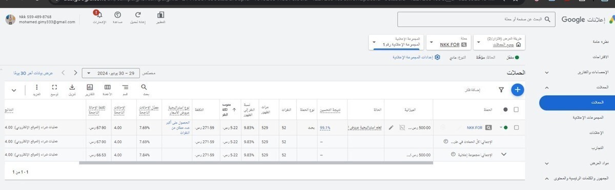 نتائج حملة تطبيقات بلس + اكونت Google جديد