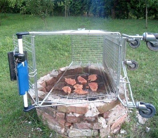 الشواء على عربة التسوق