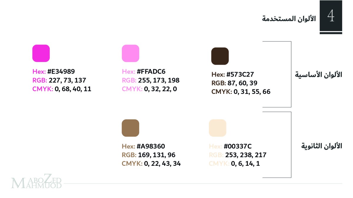 الألوان المستخدمة